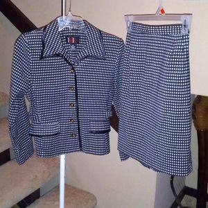 R&K Black/White Business Skirt Suit Set